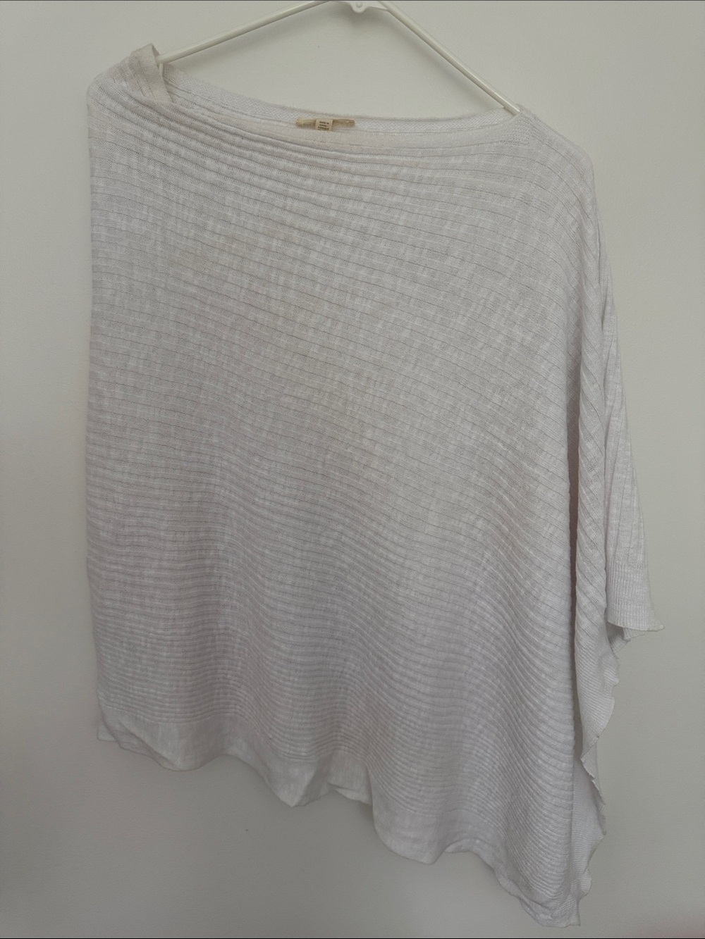 Eileen Fisher Organic Cotton & Linen White Poncho Top